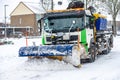 snowplow in the streets of dronten after a lot of snow Royalty Free Stock Photo