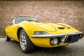 DRONTEN/NETHERLANDS-MAY 22, 2016: Low angle view of a yellow Opel GT