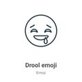 Drool emoji outline vector icon. Thin line black drool emoji icon, flat vector simple element illustration from editable emoji