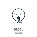 drool icon vector from classics collection. Thin line drool outline icon vector illustration. Linear symbol