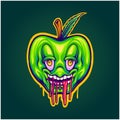 Drooling apple face expression trippy logo illustrations