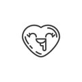 Drooling heart face emoji line icon