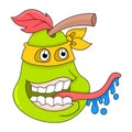 Drooling hungry face pear, doodle icon image kawaii