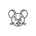 Drooling rat emoticon line icon