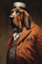 droopy bloodhound mafia don dog painting generative AI