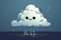 Droopy Rain cloud cartoon. Generate Ai
