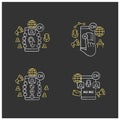 Drop in audio app chalk icons set Royalty Free Stock Photo