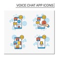 Drop in audio app color icons set