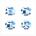 Drop in audio app flat icons set Royalty Free Stock Photo