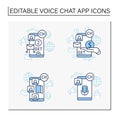 Drop in audio app line icons set