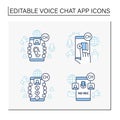 Drop in audio app line icons set