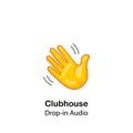 Drop in Audio. Clubhouse audio chat. Hands with phones. The screen of the device with avatars of community members