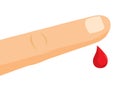 Drop of blood falling from hurt finger or injury Royalty Free Stock Photo