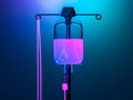 Drop Counter With Neon Pink Content on Gradient Blue Background. 3d Rendering