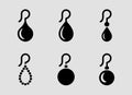 Drop and Dangle Earrings Icons solid icon set.Dangling earrings solid icon designs Royalty Free Stock Photo
