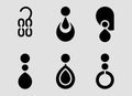 Drop and Dangle Earrings Icons solid icon set.Luxury drop and dangle earrings icons Royalty Free Stock Photo