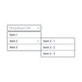 Drop-down list with menu items for the website. With a child drop-down list. The view is in the expanded state. User Royalty Free Stock Photo