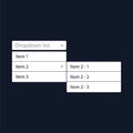 Drop-down list with menu items for the website. With a child drop-down list. The view is in the expanded state. User Royalty Free Stock Photo