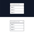 Drop-down list with menu items for the website. The view is in the expanded state. User interface for the website and Royalty Free Stock Photo