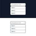 Drop-down list with menu items for the website. The view is in the expanded state. User interface for the website and Royalty Free Stock Photo