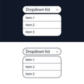 Drop-down list with menu items for the website. The view is in the expanded state. User interface for the website and Royalty Free Stock Photo