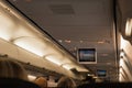 drop down monitors on a Qantas plane
