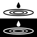 Drop falls forming a circles on water sign. Logo