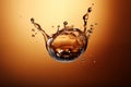 A drop of expresso coffe ultra macro coming from pouring machine AI Generated