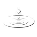 Drop falls forming a circles on water sign