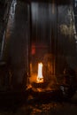 Drop forged hammer in forging process Royalty Free Stock Photo