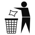 Drop garbage bin icon, simple style