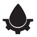 Drop and gears icon on white background. drop water gear sign. water drop logo. flat style. gear drop symbol