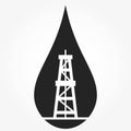 Drop icon with oil rig. oil industry and fuel production symbol Royalty Free Stock Photo