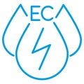 Drop and lightning. Linear vector icon of the Fluid Electrical Conductivity EC