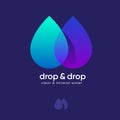 Drop and Drop logo. Beautiful two drops, transparent with gradients. Royalty Free Stock Photo