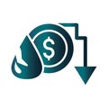 Drop money downward arrow trade crisis economy, oil price crash gradient style icon