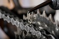 a drop of oil and a mountain bike chain Royalty Free Stock Photo