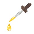 Drop of oil or serum dripping from cosmetic dropper isolated