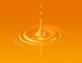Drop of orange juice and ripple Royalty Free Stock Photo