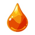 Drop orange shiny glossy colorful game asset. Aqua, jelly, crystal, glass drip, bubble shot elements. Cartoon vector GUI