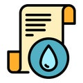 A drop on a paper scroll icon color outline vector Royalty Free Stock Photo