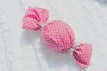 Drop a piece of candy or wrapping cloth plaid Pink - White Wrapper Royalty Free Stock Photo