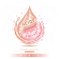 Drop pink collagen solution serum and hyaluronic ACID