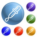 Drop pipette icons set vector