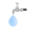 Water tap with falling drop isolated on white background. Royalty Free Stock Photo