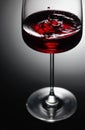 The drop of red wine falls into a wine glass Royalty Free Stock Photo