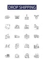 Drop shipping line vector icons and signs. Ecommerce, Logistics, Fulfillment, Warehousing, Inventory, Wholesale