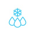 drop with snowflake, frozen water line icon