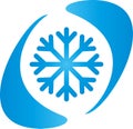 Two drops with snowflake logo, snowflake drop, thermometer logo, air conditioning logo, ventilation logo, air logo