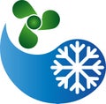 Drop with snowflake and fan logo, snowflake drop, thermometer logo, air conditioning logo, ventilation logo, air logo